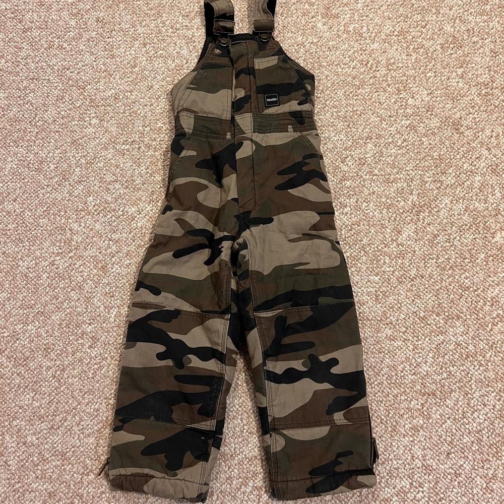 Walls Ski Pants Boys Medium 8/10 Camo Canvas Insulated Bib Hunting Snow Winter